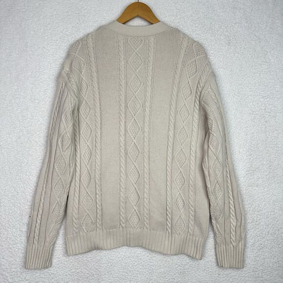 Aritzia Sunday Best Wool Blend Cable Knit Cardigan Sweater XS Cream Oversized - Picture 11 of 12